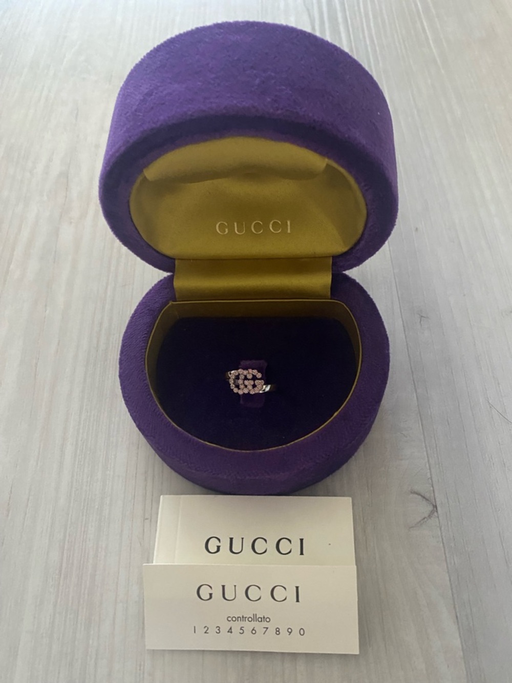 Gucci Pink Crystal Double G Ring in Silver - Picture 3 of 4